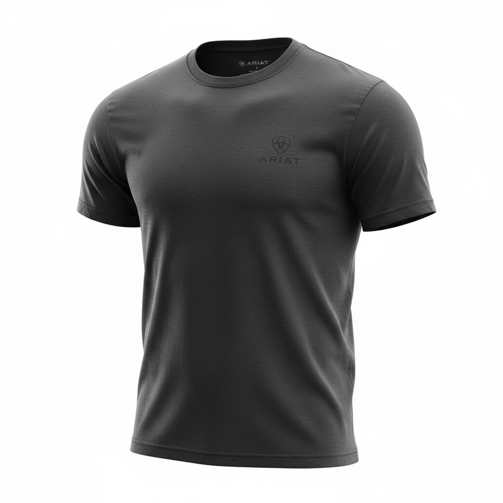 Ariat Mens Large Black Logo T-Shirt 100% Cotton Crewneck Short Sleeve
